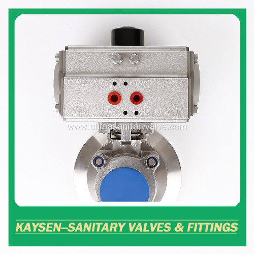 Sanitary pneumatic tank bottom ball valves